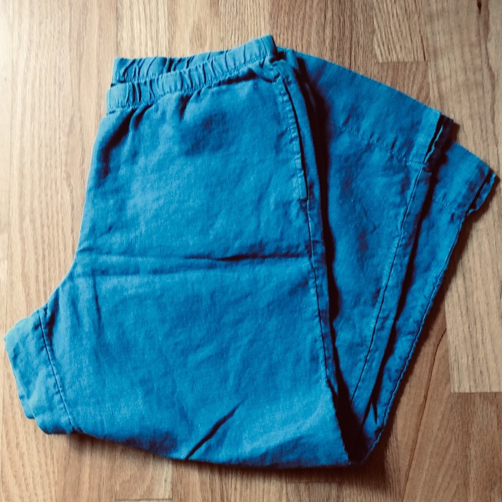 J.Jill Linen pant ⭐️ full leg ⭐️ ankle pants ⭐️ teal blue ⭐️ S ⭐️